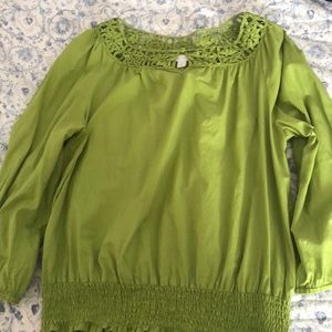 Charter Club light lime green 3/4 sleeve blouse